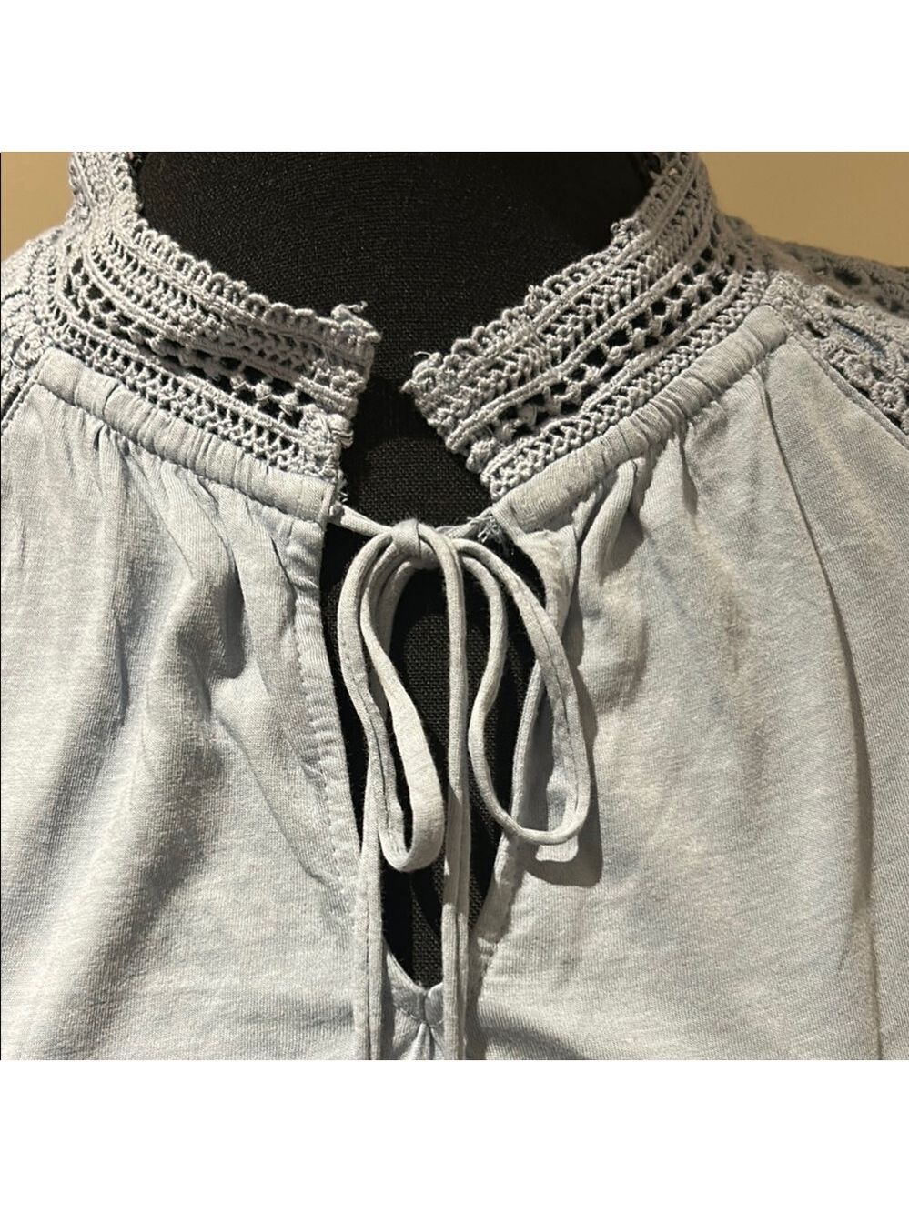 Lauren Ralph Lauren Light blue Cap Lace Sleeve Blouse - Picture 2 of 5